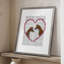 Foxes in Pink Heart, reproduction encadrée - bois massif