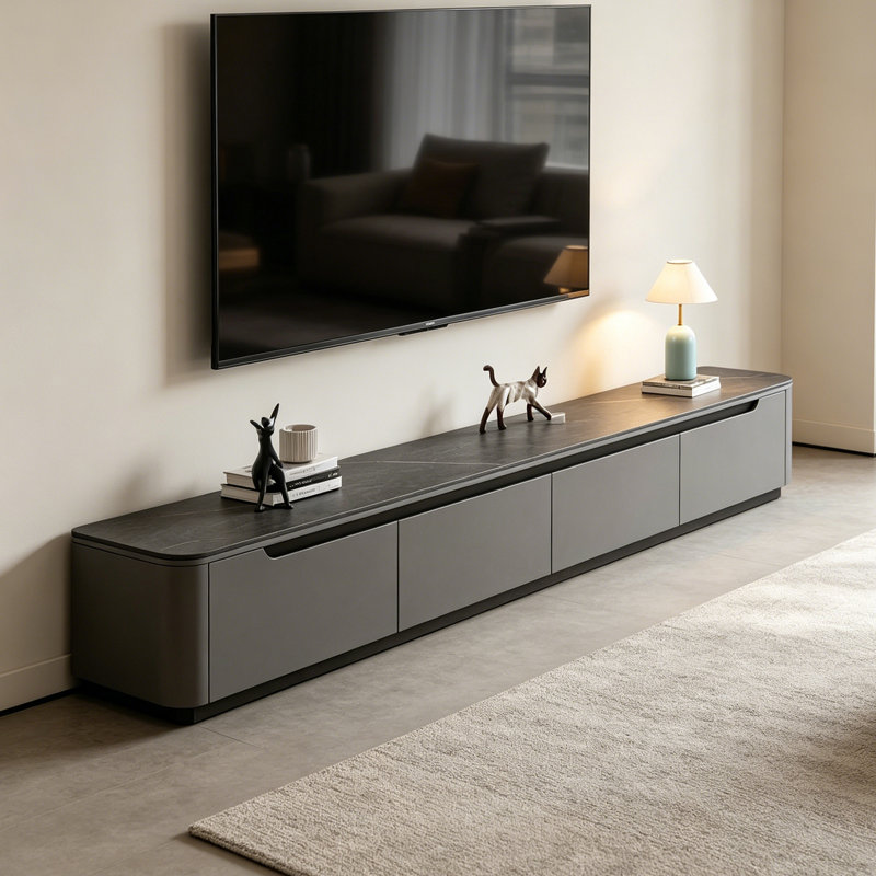 Meuble télé élégant avec rangement, H 12,99 po x L 78,74 po x l 11,81 po, Noir