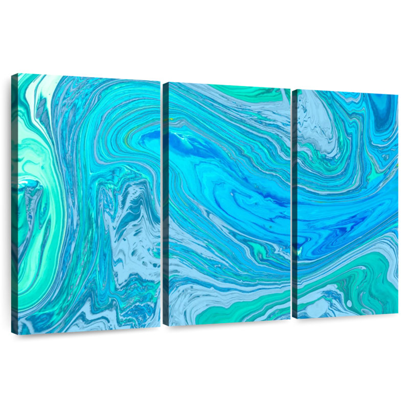 Vagues turquoise abstraites Avery, H 42 po x l 65 po