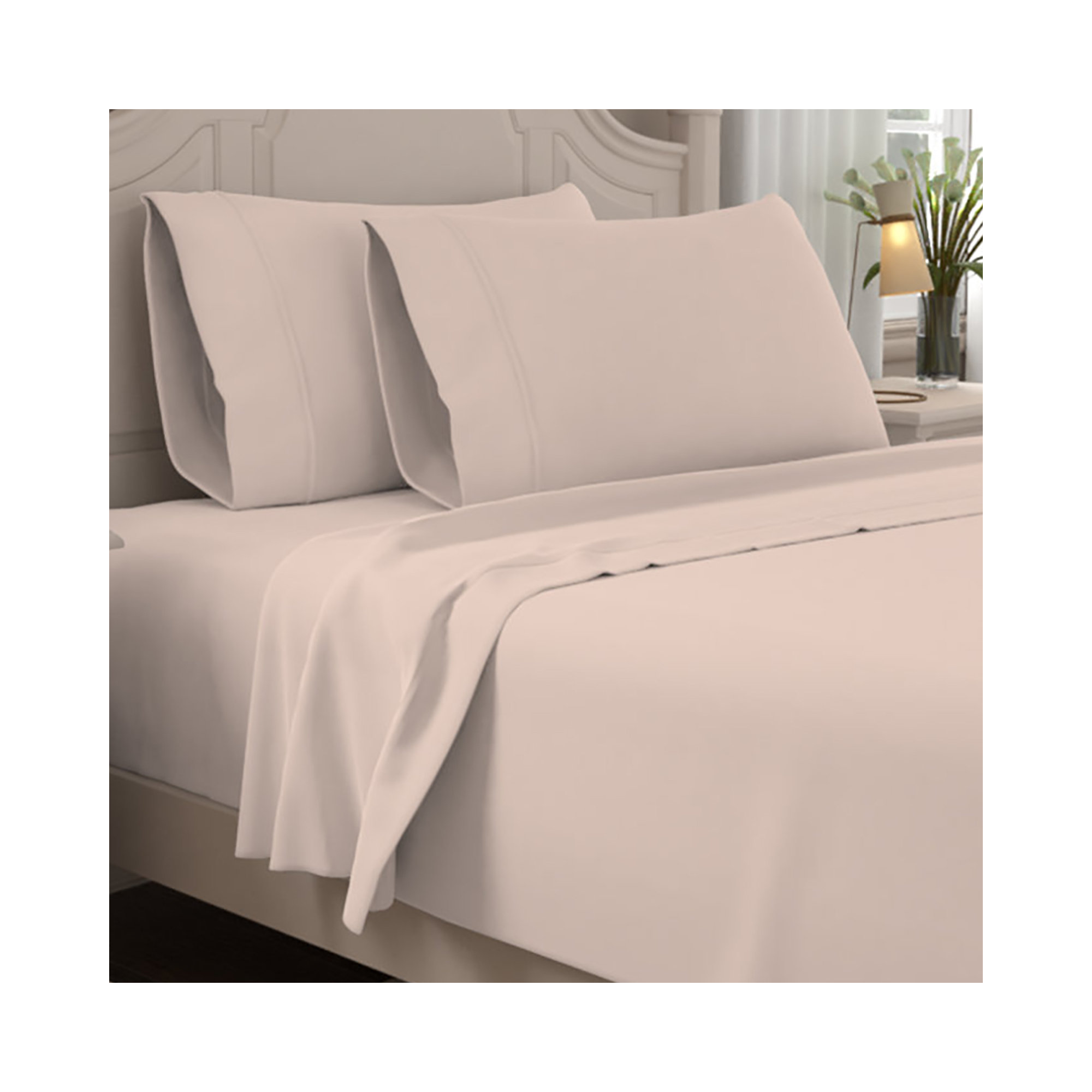 Ultimate Percale 100% Cotton 400TC Cool & Crisp Sheet Set, Blush, Queen Sheet Set with 2 Pillowcases