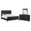 Ensemble de chambre à coucher 3 pièces Fernhollow Eastern King avec tête de lit cannelée, commode à 8 tiroirs et miroir en bois d'hévéa noir