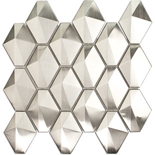 Art3d 100 Pieces Peel and Stick Stainless Steel Backsplash Tiles 3'' x 6'' Brushed  Metal Silver