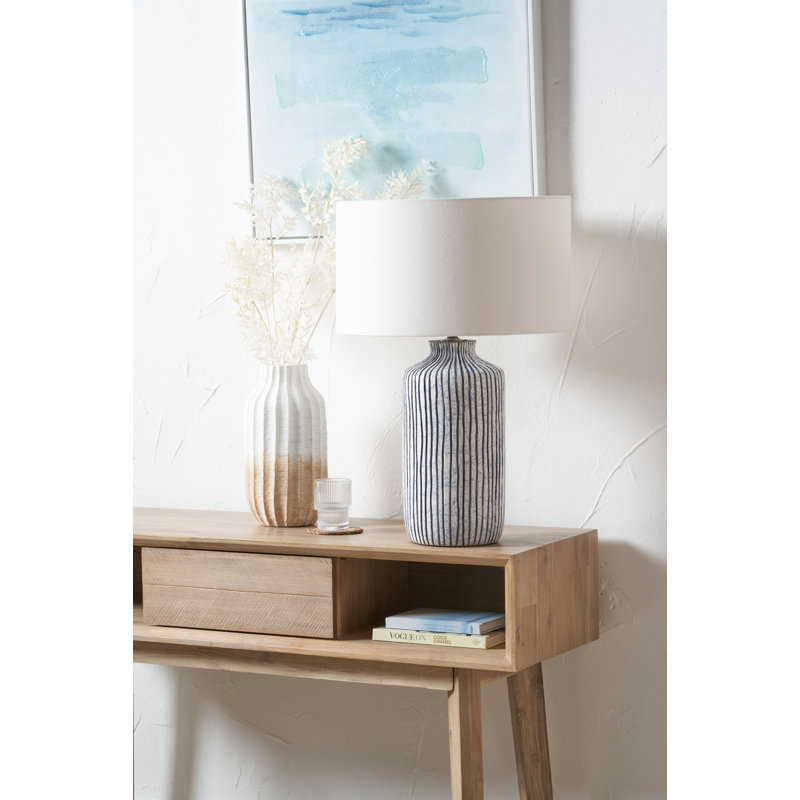 Ceramic Table Lamp, Cotton, White, 24.41" H x 15.75" W x 15.75" D
