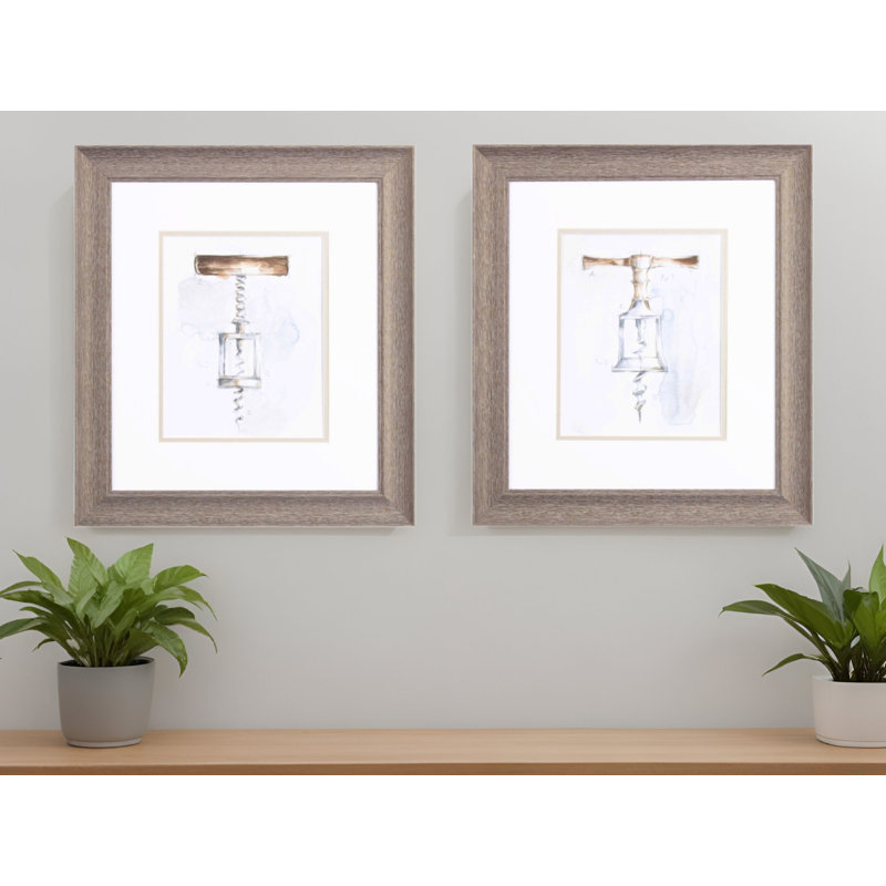 Ensemble de deux tire-bouchons Variété A, art mural encadré brun