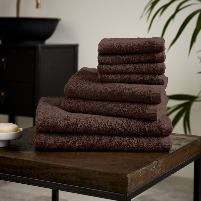 Quick Dry Cotton 8 Piece Towel Set, Brown