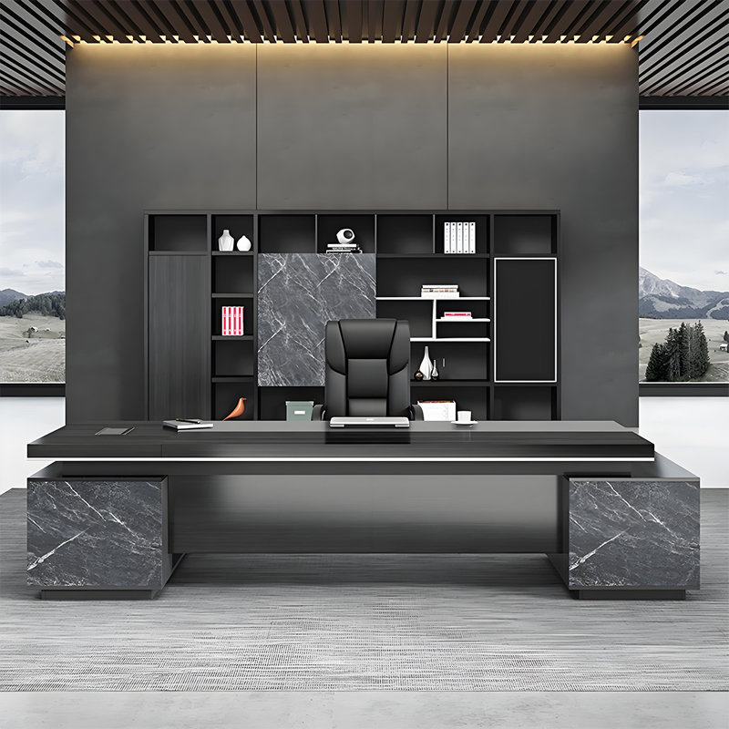70.87"Modern minimalist black office desk, 29.53" H x 70.87" W x 62.99" D
