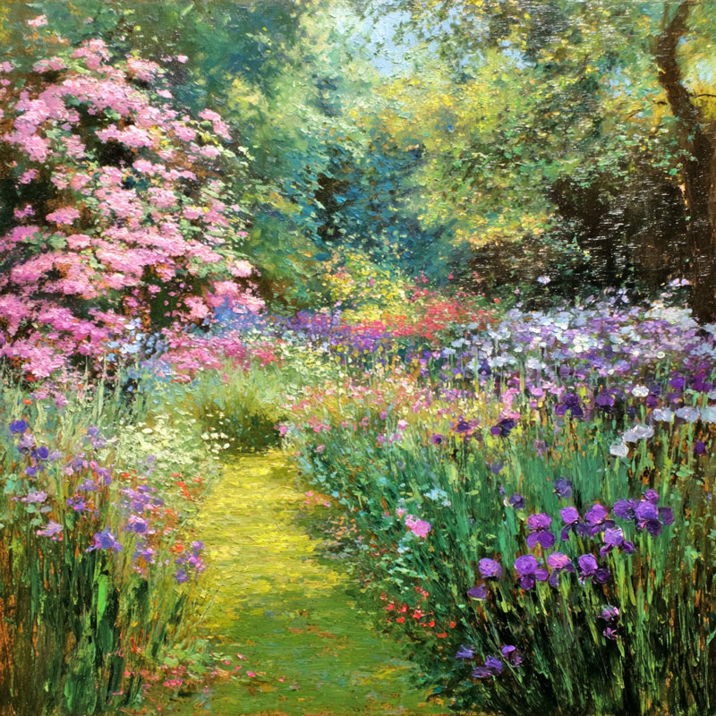 Art mural sur toile Sunlit Garden Path, 20"W x 20"H x 1.5"D
