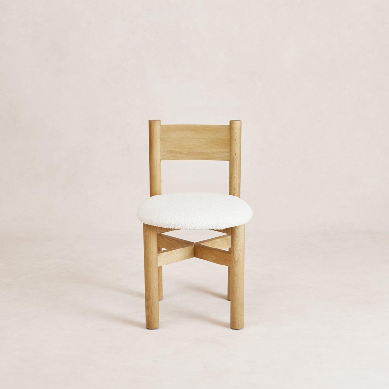 Teddy Dining Chair, Fabric White, White Oak