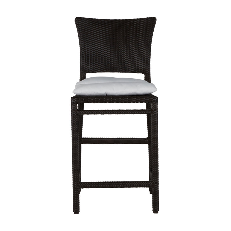 Skye 30" Patio Bar Stool with Cushion, Oyster, Dove Sunbrella® Linen, Welt