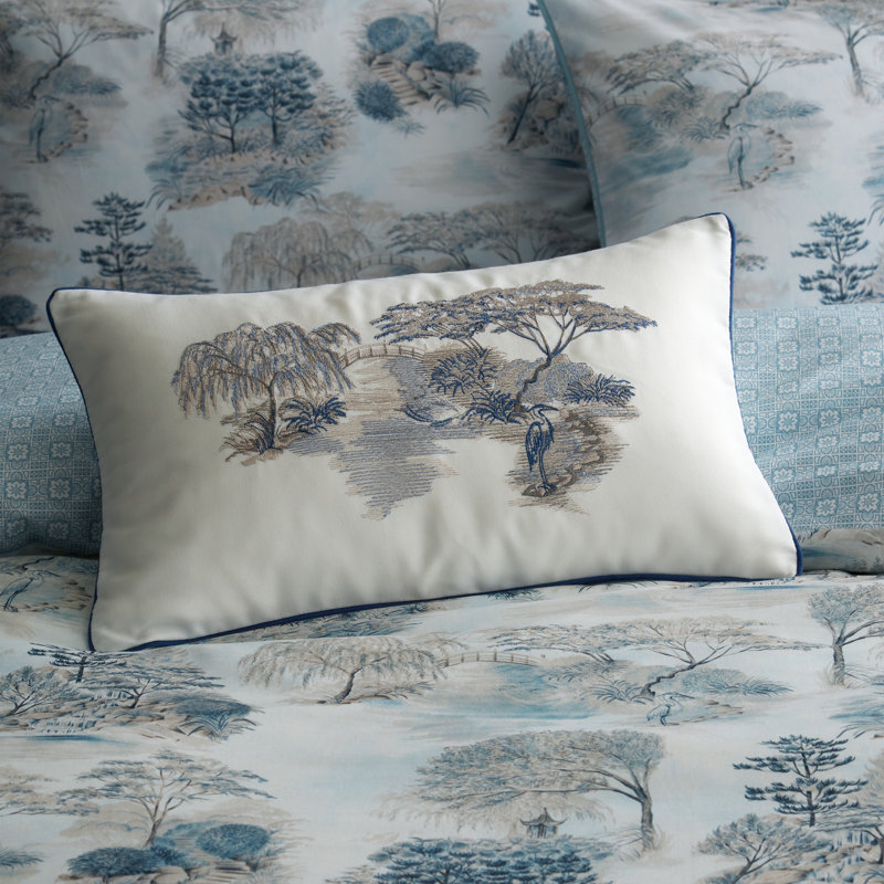 Tensift Floral White Rectangular Lumbar Cushion