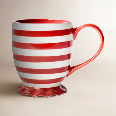 Red Stripe Ruffle Mug