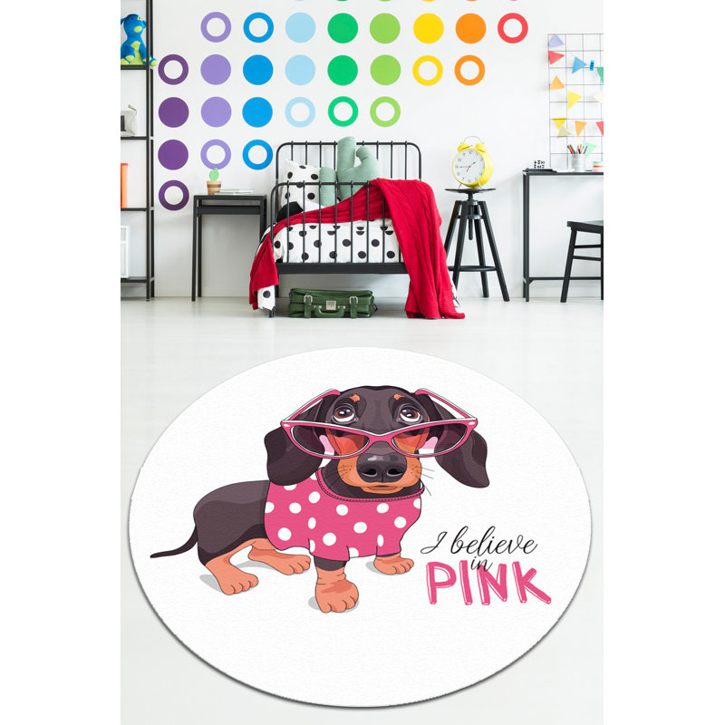 Round Ty Animal Print Shag Area Rug, Round 100cm