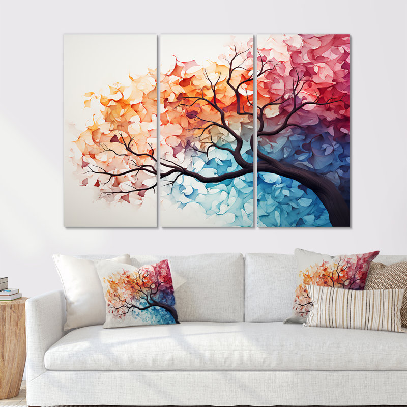 Maple Tree Colorful Abstraction I - Tree Maple Canvas Art Set, 28" H x 36" W x 1" D