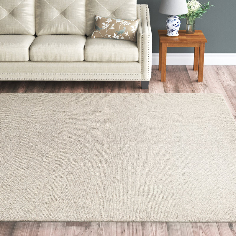 Dingman Hand-Tufted Ivory Area Rug, Rectangle 4' x 6'