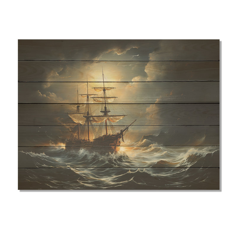 Bateau pirate, héritage carabien I - pirate sur bois, H 34 po x l 44 po