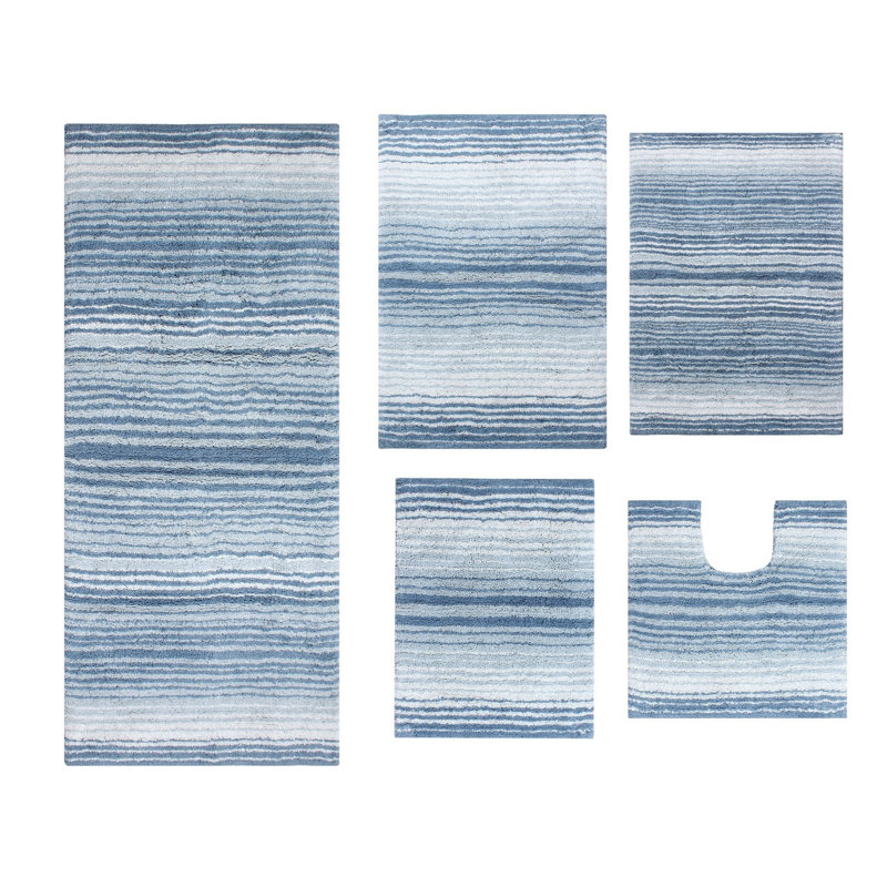 Ensemble de tapis pour salle de bain 5 pièces Highlawn, bleu