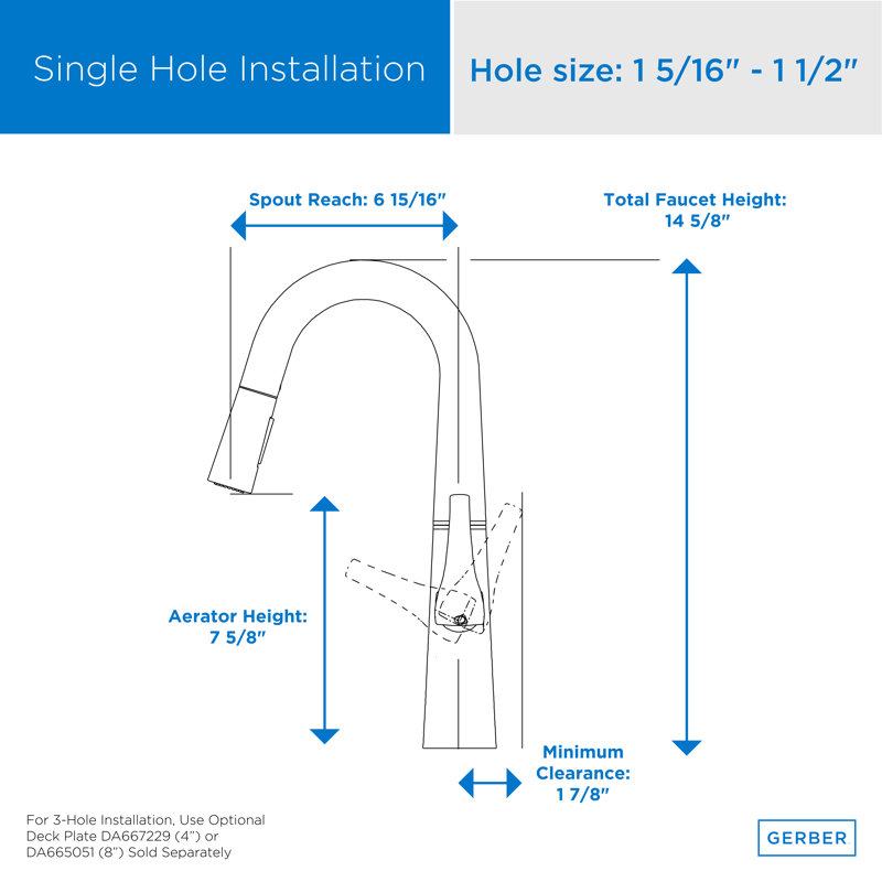 Gerber Vaughn Pull Down Prep Faucet, Stainless Steel