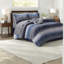 Luxury Navy Cal King Bedding Sets, Soft Microfiber With Watercolor Stripes For Home Comfort