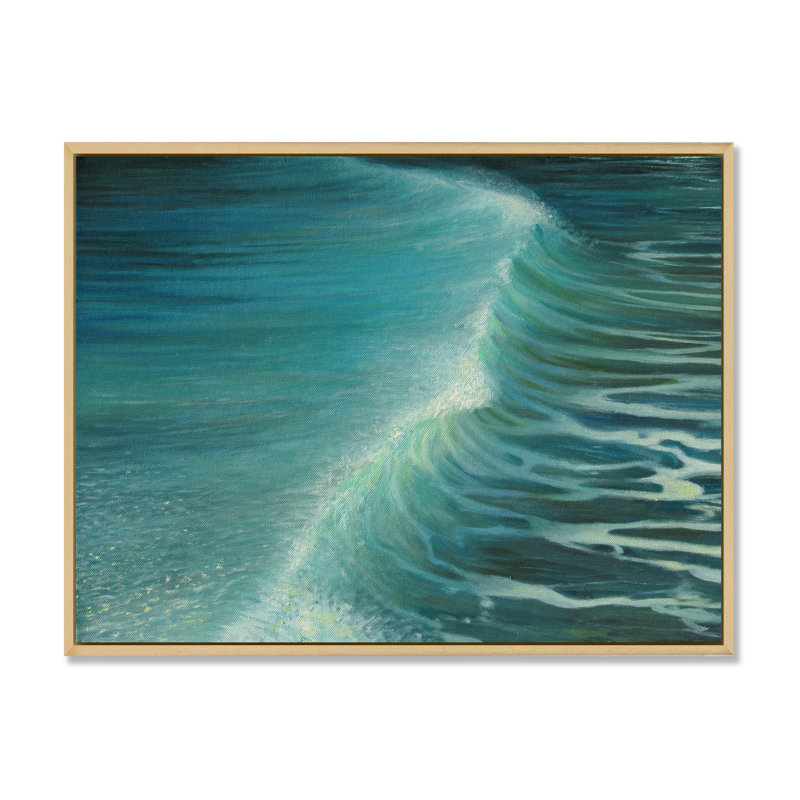 «Sumer Blue Sea Foam», reproduction sur toile, H 16 po x l 32 po x P 1 po, Cadre flottant brun