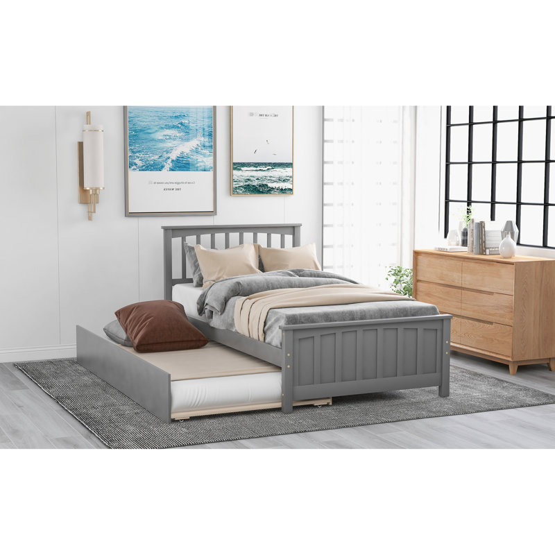 Lit simple avec lit gigogne, blanc - Bois massif robuste pour un lit gigogne gigogne dans une chambre spacieuse, Blanc