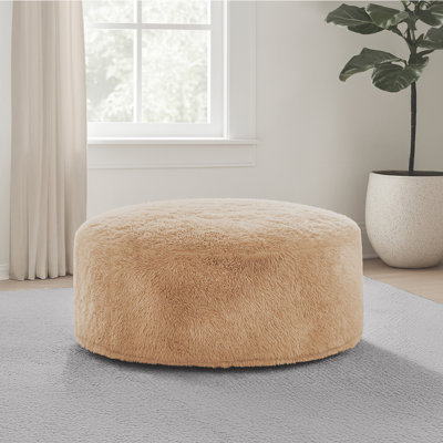 Fauteuil à billes rond en fausse fourrure