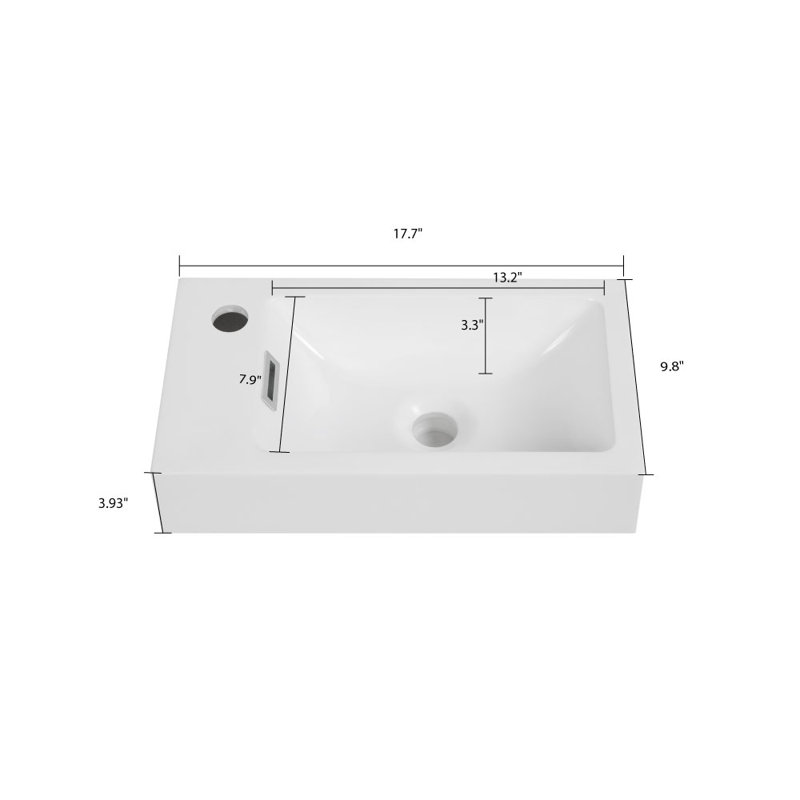 Plateau de meuble-lavabo 17,7 po, Gauche