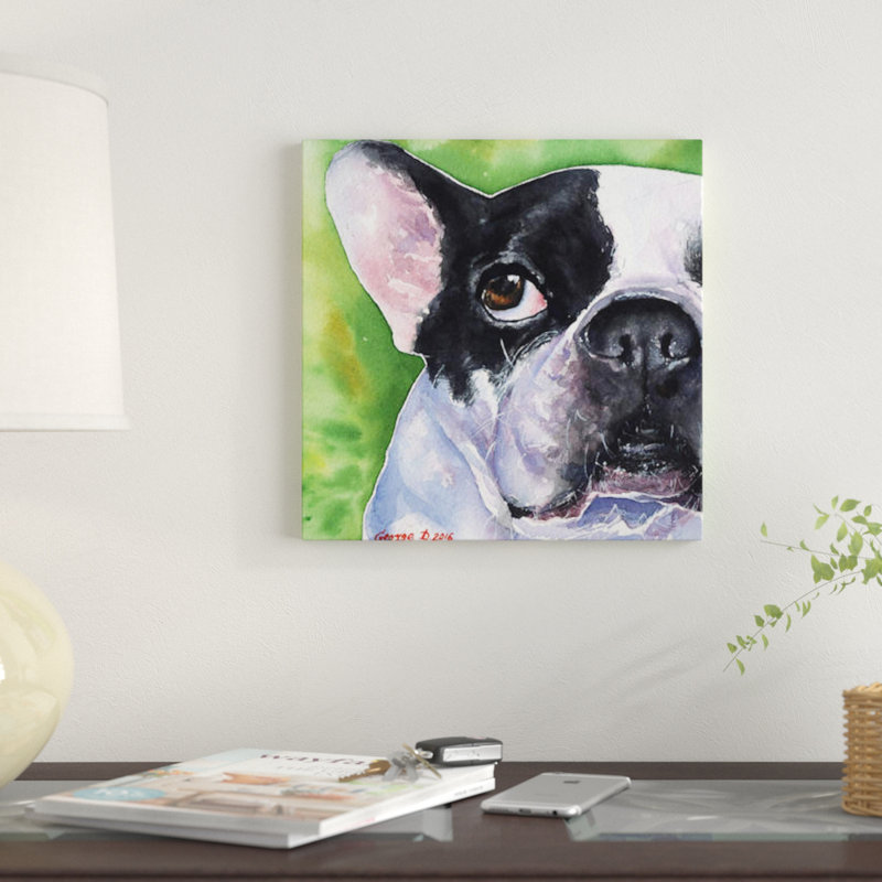 « french bouledogue », reproduction d’impression sur toile, H 12 po x l 12 po x P 1,5 po, Toile tendue, Pas de tapis