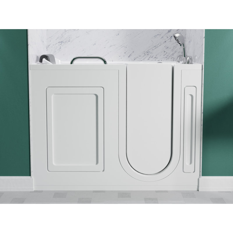MediSpa 52.5'' x 26.5'' Walk-in Acrylic Bathtub with Faucet, Right Drain, Arctic White