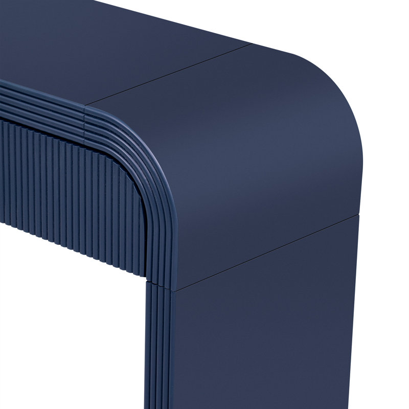 Modern Console Table With 2 Grooved Storage Drawers – Fluted Entryway Table With Rounded Silhouette