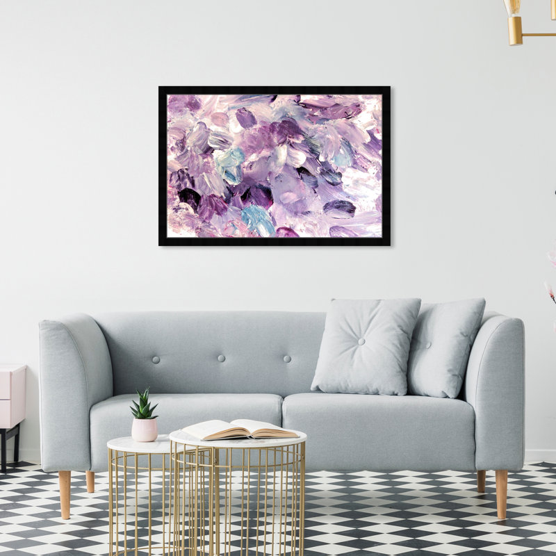 Mauve abstrait - peinture, Cadre noir, H 22 po x l 32 po