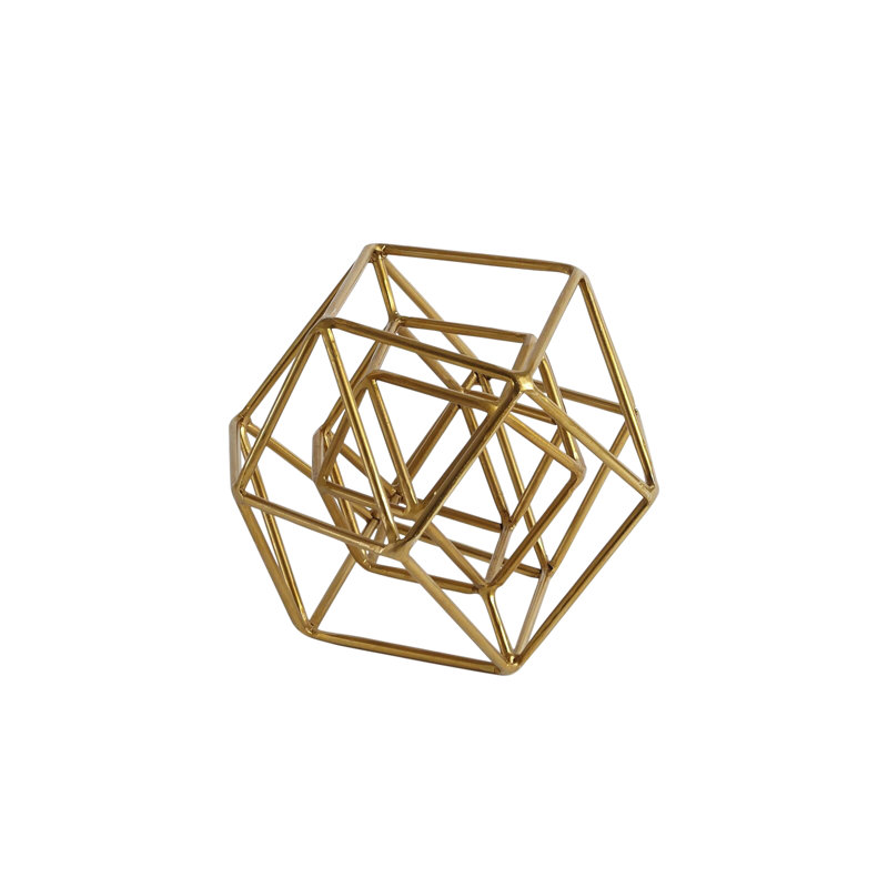 Geo Sculpture-Sm, 8" H x 10" W x 10" D, Gold