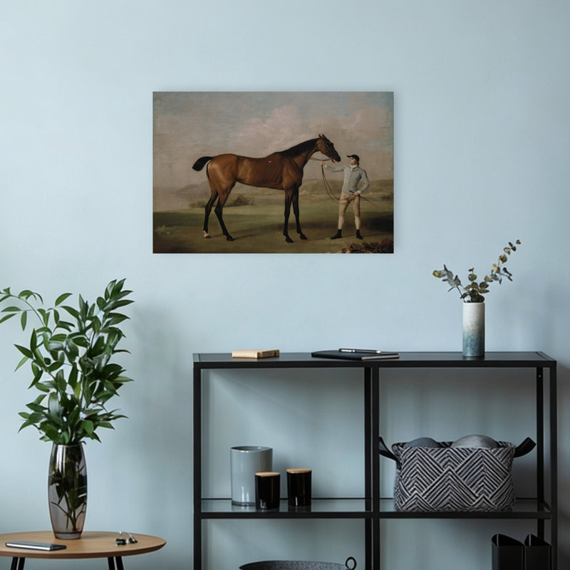 Racehorse And Groom Classic Traditional Abstract Horse Landscape Nature Wall Art Print 1 Piece Wrapped Canvas Wall Art