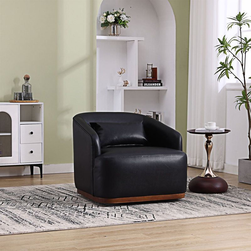 Fauteuil club pivotant à 360 degrés, Similicuir noir