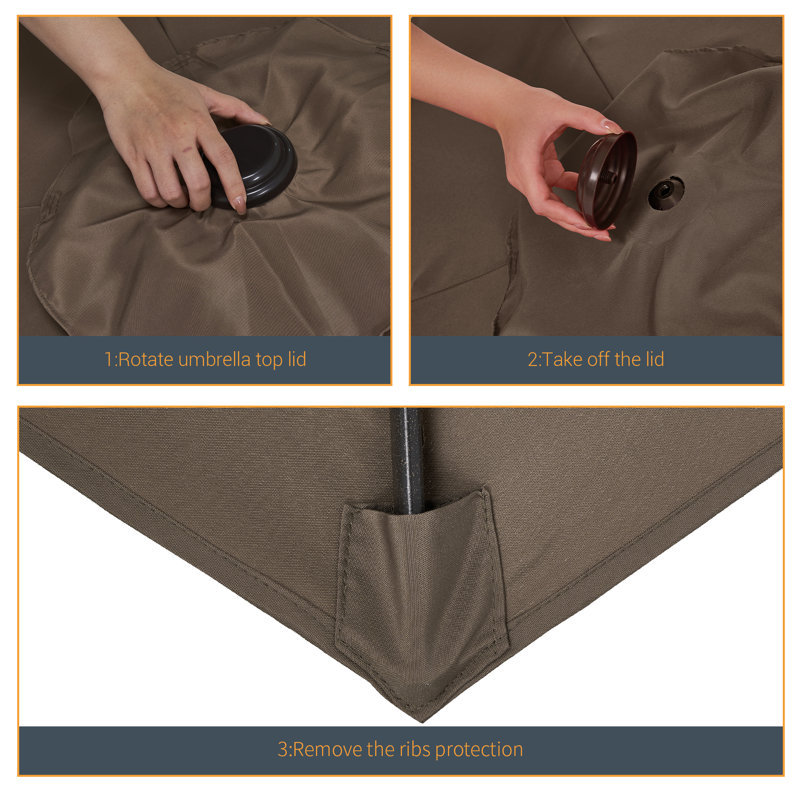Parasol de marché hexagonal de 7,5 pi Ricki, Taupe