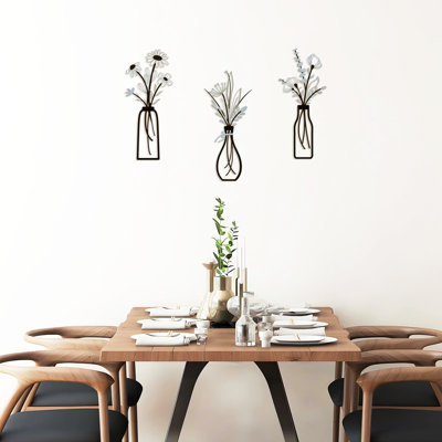 Ewan Brown Iron Wall Decor Of 3 - Rust And Versatile For Different Spaces Occasions Simple Installation Floral Metal Ideal Office, Party, Shower