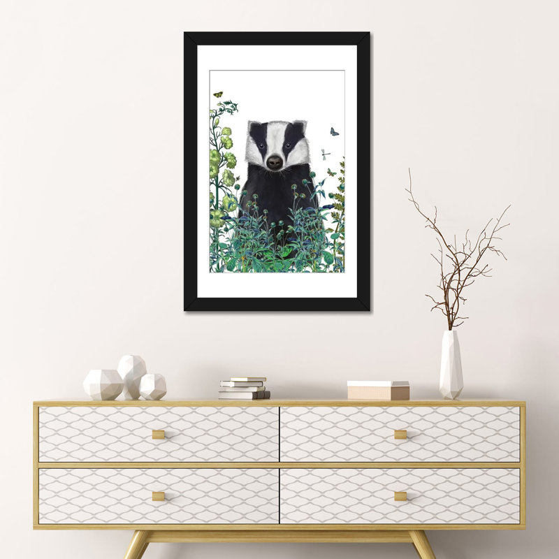 « badger minstrel ii », impression sur toile tendue, H 24 po x l 16 po x P 1 po, Papier d'art encadré noir, Blanc
