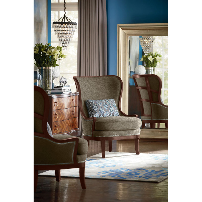 Lawson Wingback Chair, Nickel, Sage (8789 30), Walnut