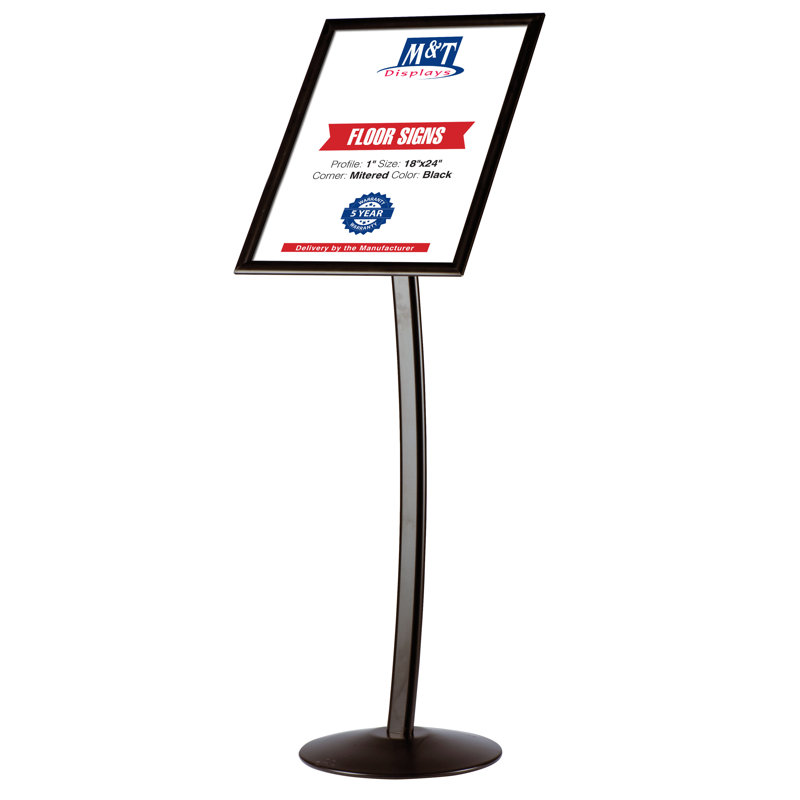 Pedestal Holder Restaurant Menu Board, Black