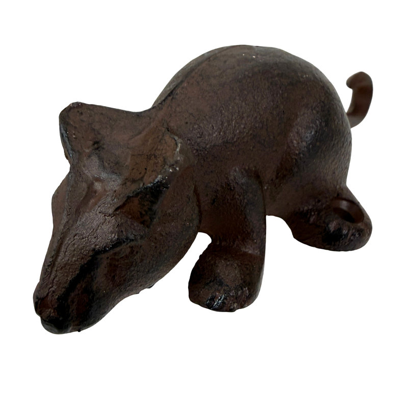 Ensemble de 4 crochets muraux décoratifs en forme de souris, en fonte marron vieillie, 15 cm.