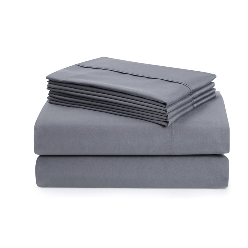 Gray Deep Pocket Microfiber Queen Sheet Set with Extra Pillowcases
