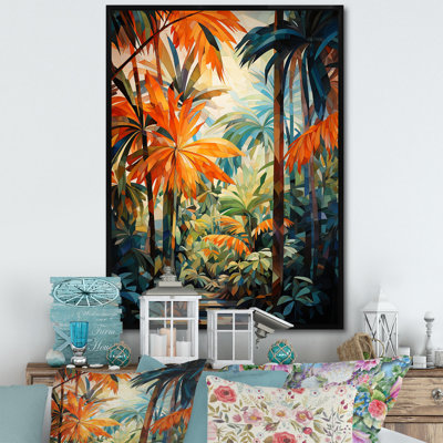 «Zerangue Orange Palm Trees Mosaic II», reproduction sur toile