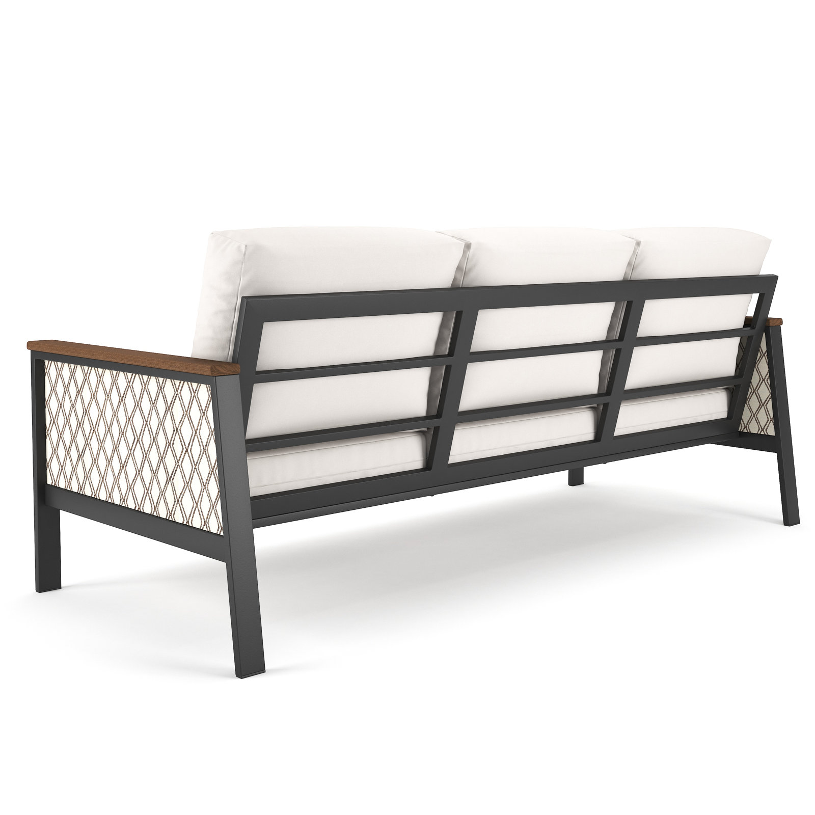 Townsend 80'' Wide Outdoor Patio Sofa with Sunbrella® Cushions, Canvas White, Black/Voyage Dune Fabric