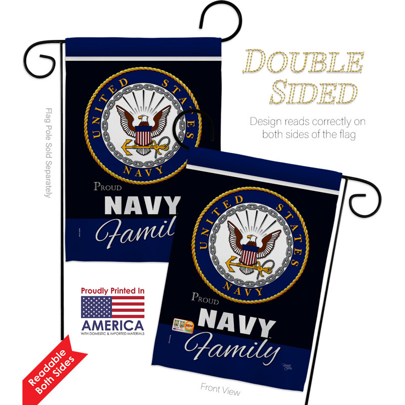 Navy Proudly Family Double-Sided Polyester Garden Flag