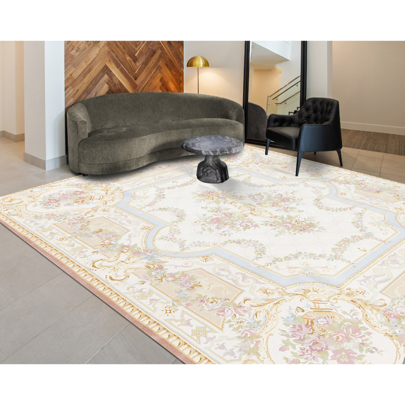 Hand-Knotted High-Quality Ivory and Beige Area Rug