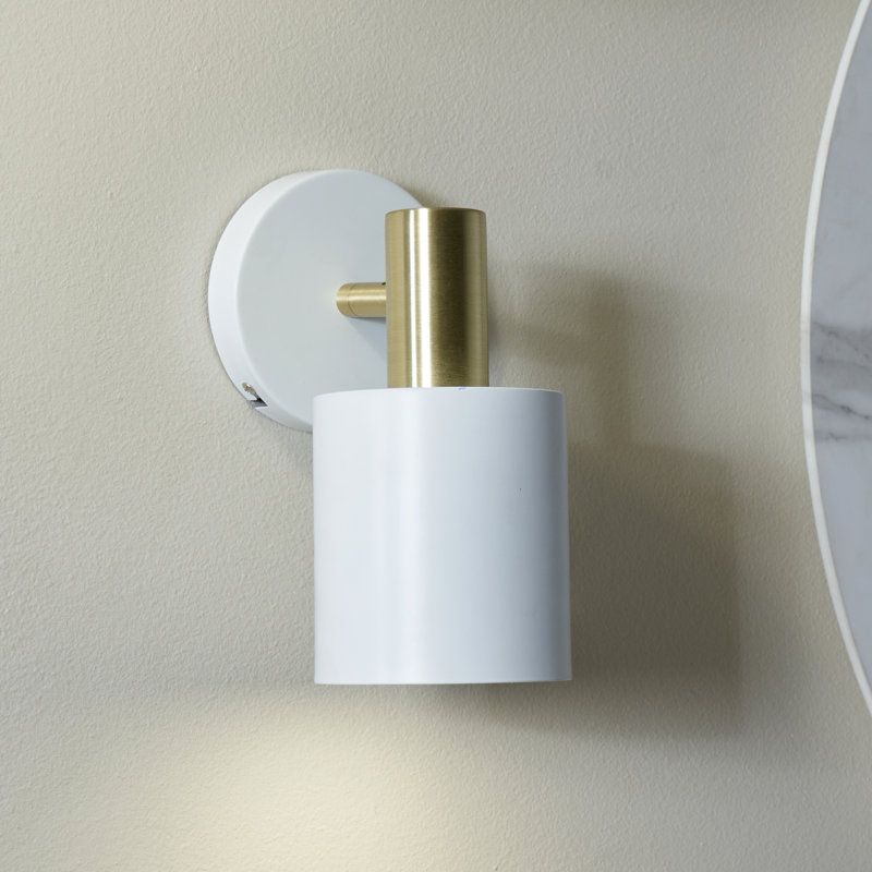 Abel Iron Armed Sconce, White & Gold, White