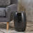 Modern Lace Cut Iron Accent Table With Barrel Structure And Durable Metal Frame