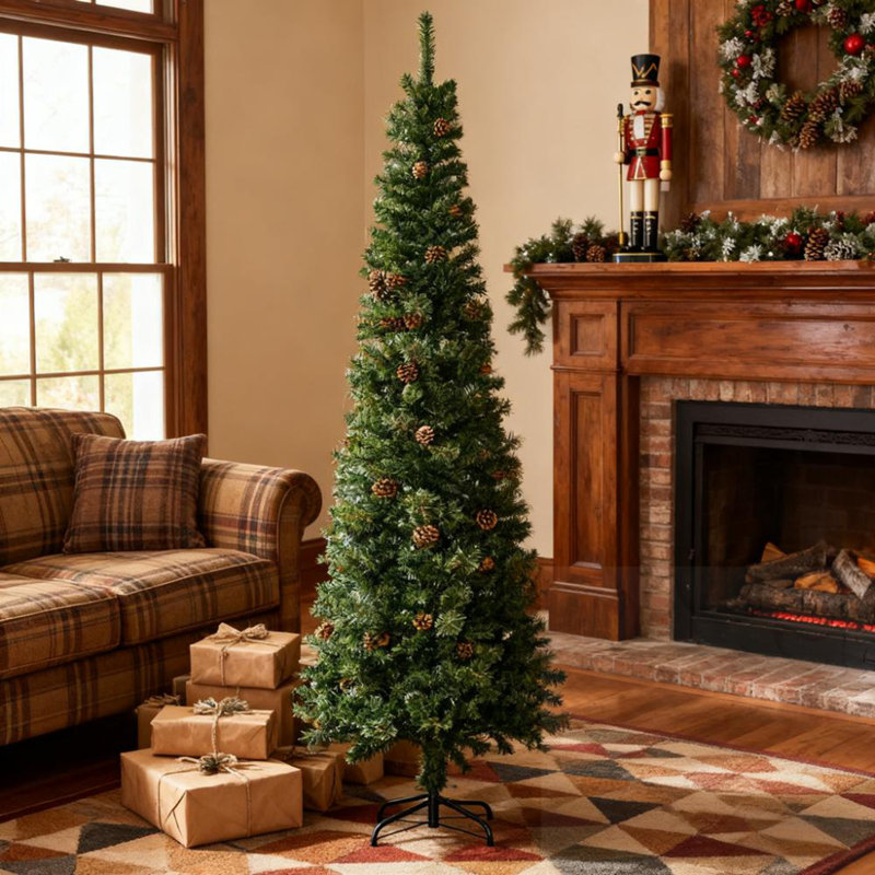 Arbre de Noël 7,5 pi avec aiguilles fines, H 7,5 pi