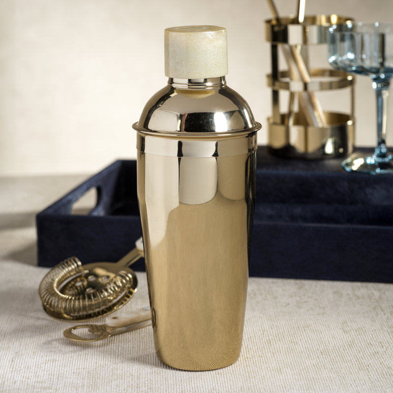 Stainless Steel Cocktail Shaker with Cap, Gold