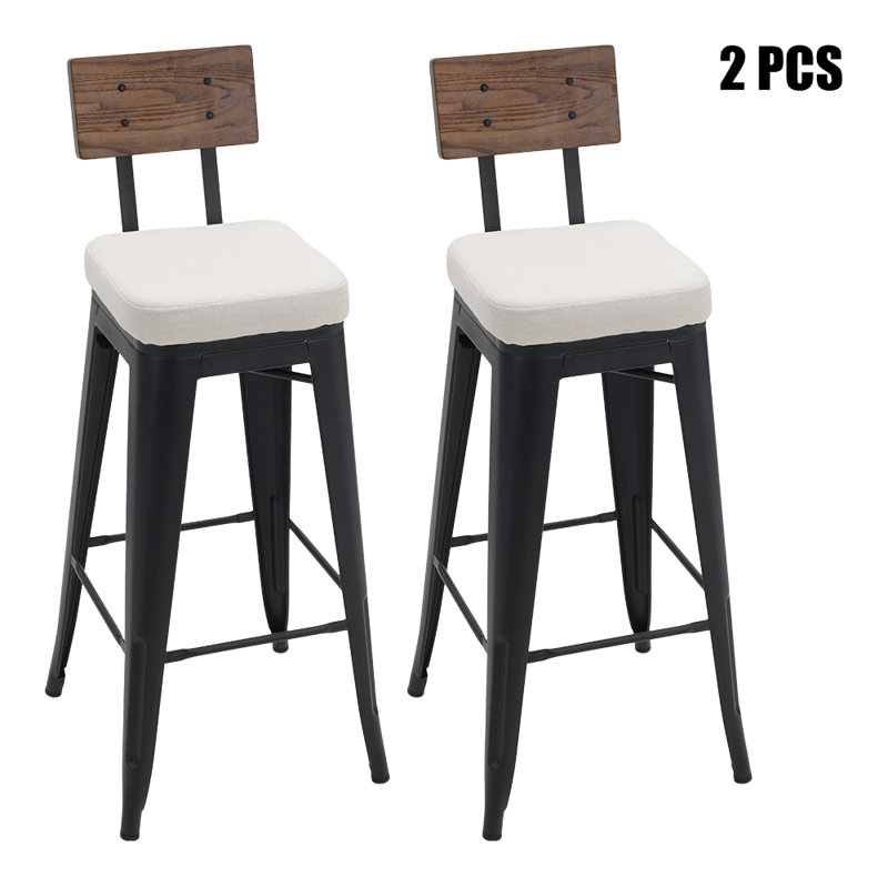 Thornaby Upholstered Counter Stool with Metal Frame, White
