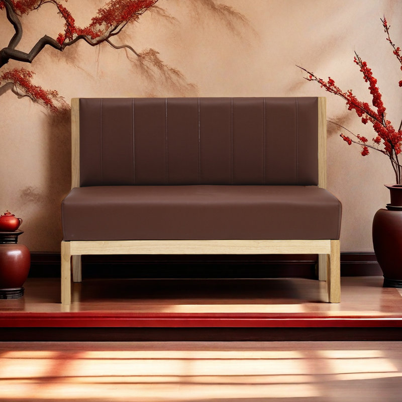 Banc rembourré en similicuir Simple, Brun foncé